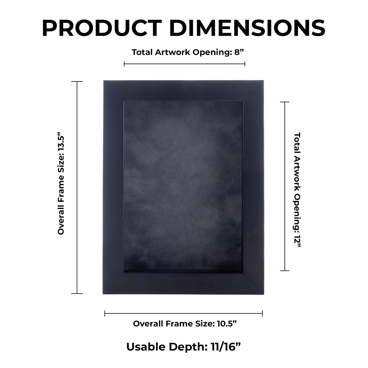 Classic Black Wood Shadown Box Frame with Acrylic Front - Dark Grey Suede Backing, 30 Sizes